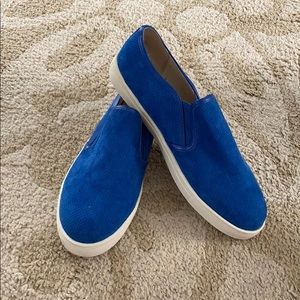 Blue slip ons